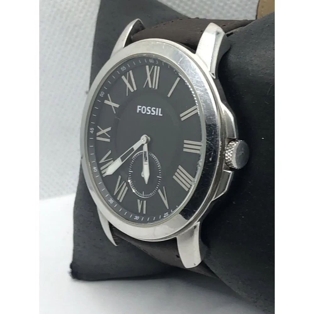 Fossil FS4973 Men's Brown Leather Analog Black Dial Quartz Genuine Watch OP669